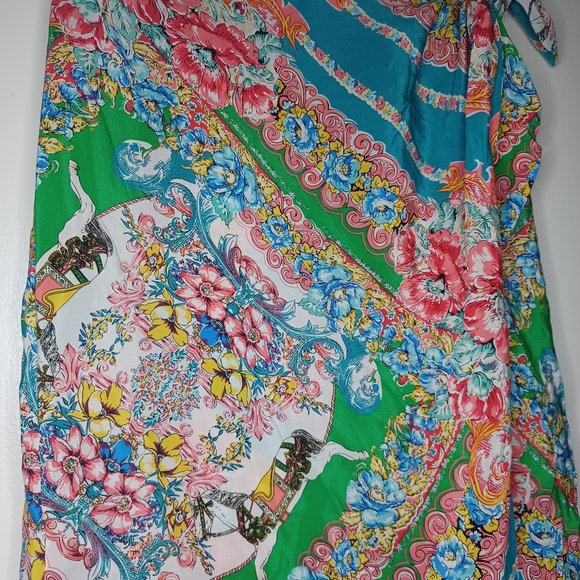 Anthropologie Vibrant Floral Swim Sarong - Blue, Green, Pink - Picture 4 of 12